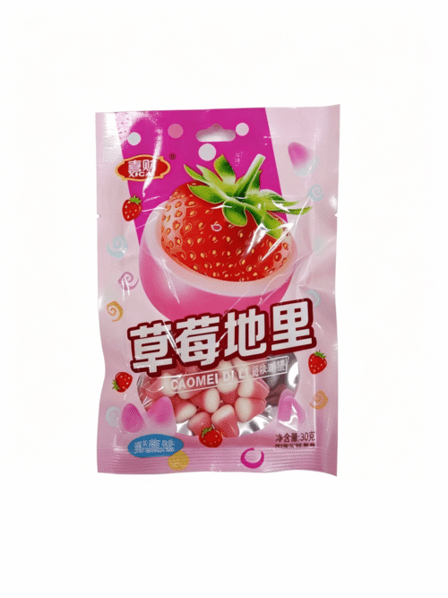 Конфеты жевательные со вкусом клубники «Си Цай» 33 g 喜财地里糖草莓味 080699-1