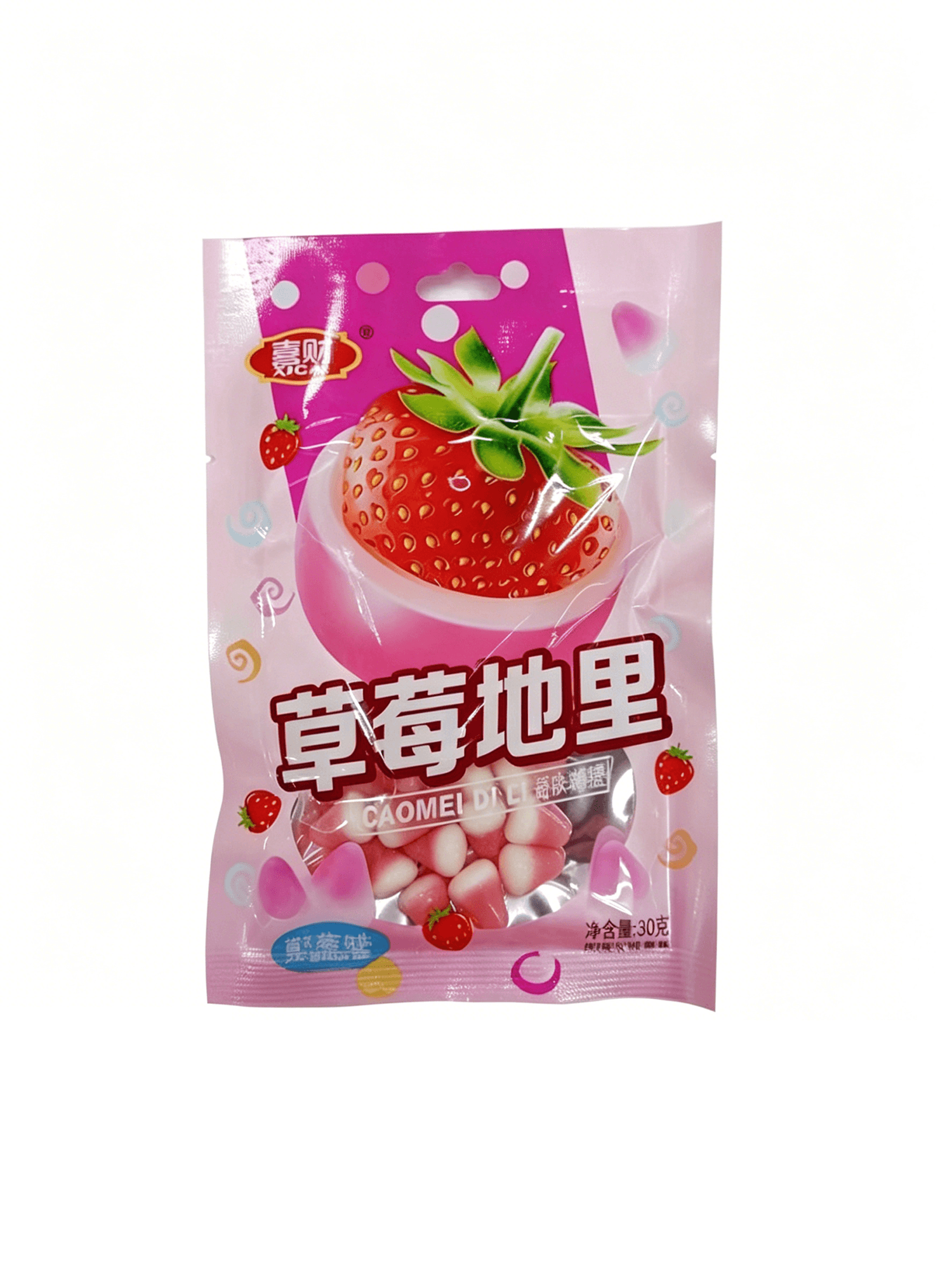 Конфеты жевательные со вкусом клубники «Си Цай» 33 g 喜财地里糖草莓味 080699-1