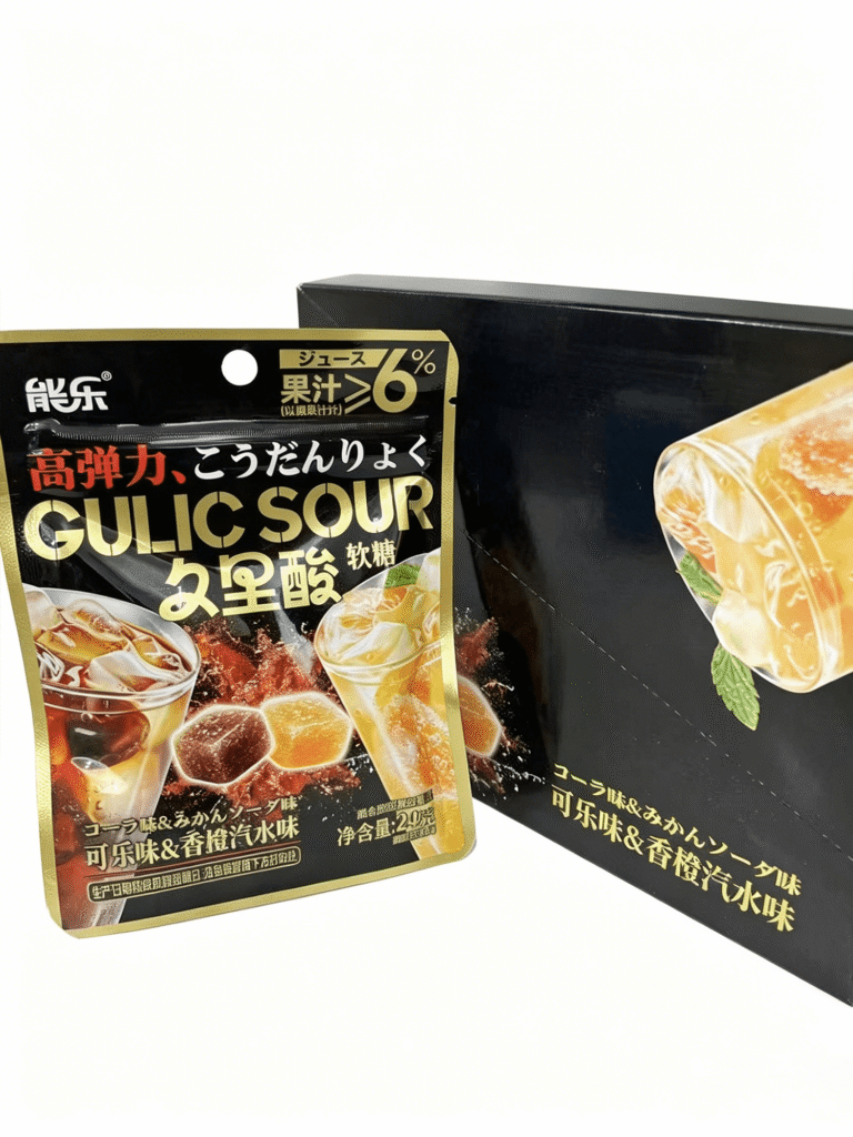 Кислые конфеты со вкусом колы и апельсина «Нэн Лэ Цзюли» 24 g 能乐久里酸可乐香橙味 410837