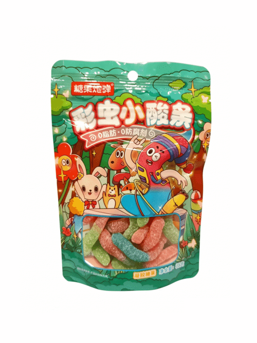Конфеты мармеладные со вкусом яблока «Тан Го Шен Лин» 80 g 糖果炮弹苹果彩虫软糖 783789