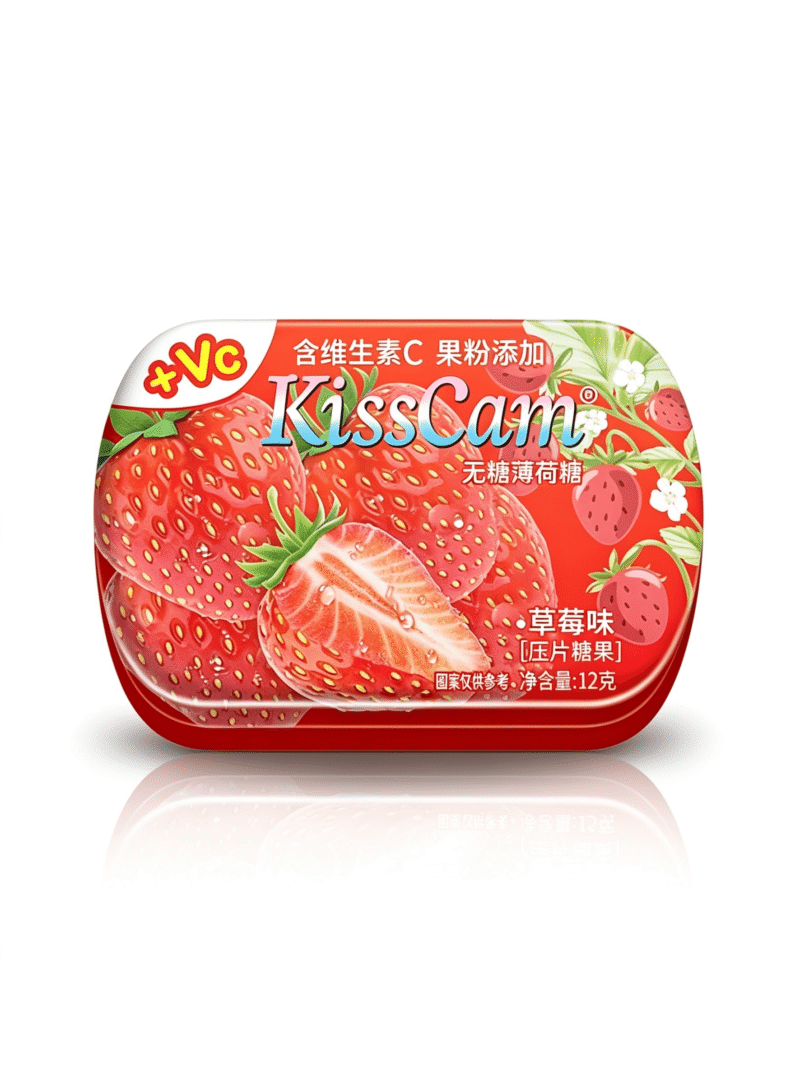 Конфеты без наименования бренда 12 g kiss cam 无糖草莓薄荷糖 016198