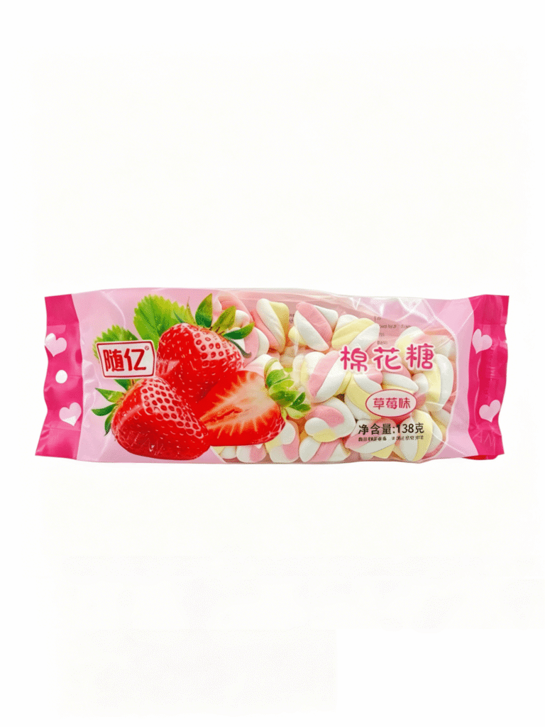 Зефир с клубничным вкусом «Суйи» 138g 随亿草莓味棉花糖长条 230057