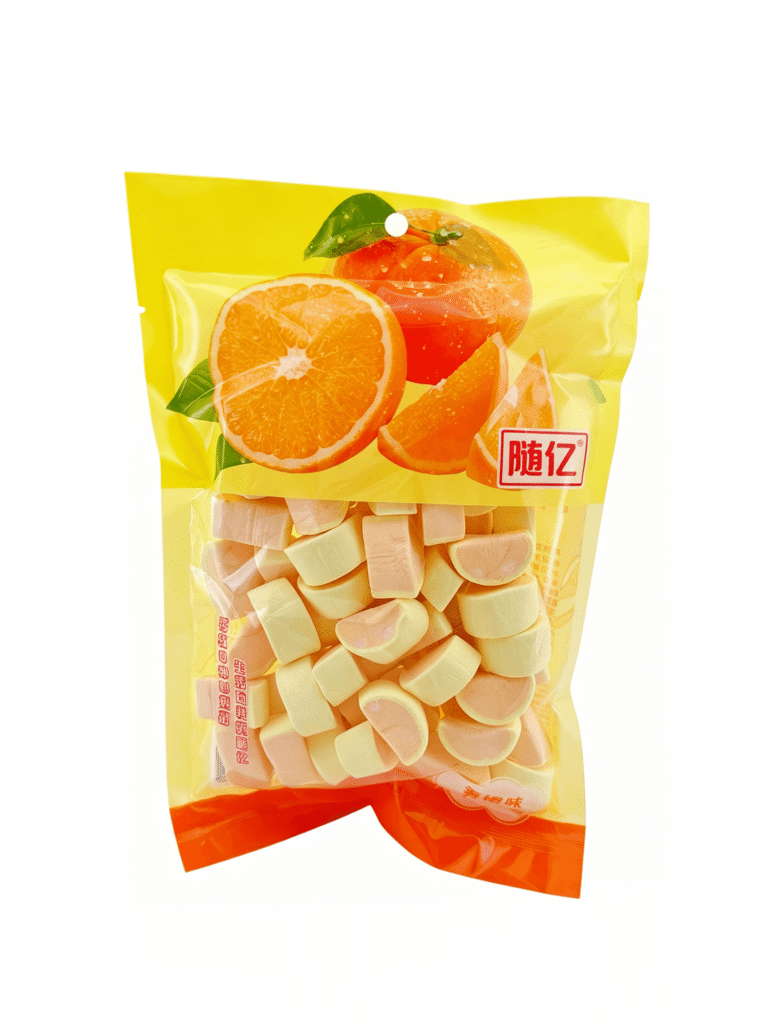 Зефир с цитрусовым вкусом «Суйи» 138g 随亿香橙味棉花糖方袋 230330