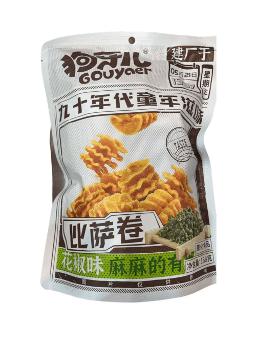 Чипсы пицца со вкусом перца «Gouya» 188g 狗牙比萨卷花椒味 995046