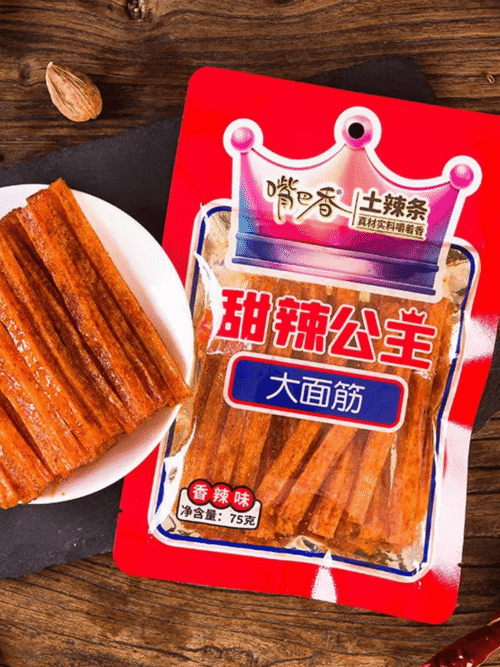 Большой глютен со остро-пряным вкусом «Сладкая принцесса» 75г 嘴巴香甜辣公主大面筋香辣味 502080