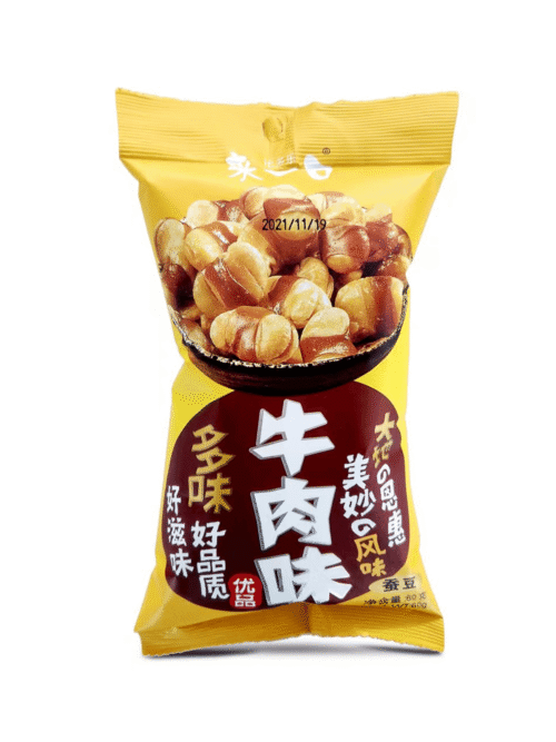 Фава бобы говяжий вкус «Бидуолэлайикоу»60g 比多乐来一口牛肉蚕豆 204056