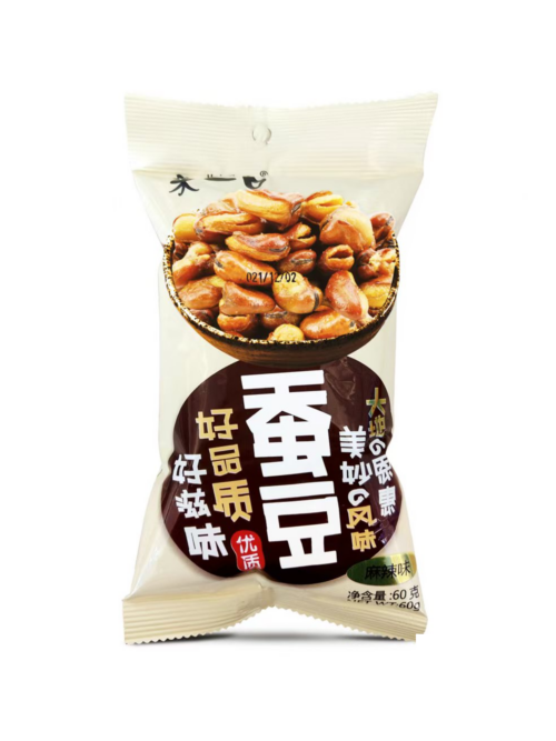 Фава бобы остро-пряный вкус «Бидуолэлайикоу»60g 比多乐来一口麻辣蚕豆 206401